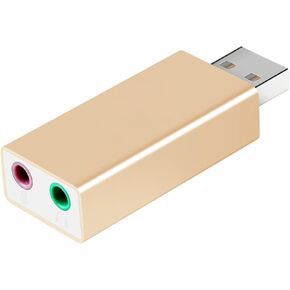 USB Sound Card with Headphone and Microphone Adapter, Easy to Carry Auditory Converter Metal Enclosure USB Converter Card in Kuwait