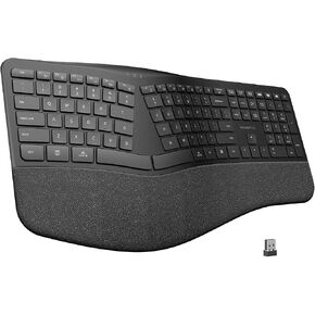 Micropack Split Ergonomic Keyboard Wireless, Multi Device Bluetooth & USB Receiver Connectivity, Rechargeable USB-C Silent Scissor Keys with Palm Support, Compatible with Mac PC Laptop Home Office in Saudi Arabia