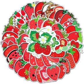 50 PCS Waterproof Cute Red Strawberry Vinyl Stickers Pack in Kuwait