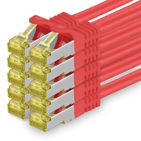 Cat.7 Patch Cable Set S/FTP (PiMF) Ethernet LAN Network Cables 10 Gigabit/s High Speed 600 MHz with Locking Protection Halogen-Free (LSZH) red - 10 Pieces 0 5m in Saudi Arabia