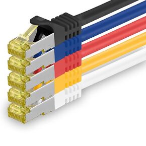 1aTTack.de Cat.7 Patch Cable Set S/FTP (PiMF) Ethernet LAN Network Cables 10 Gigabit/s High Speed 600 MHz with Locking Protection Halogen-Free (LSZH) 5 Couleurs 03-5 Pieces 5m in Saudi Arabia