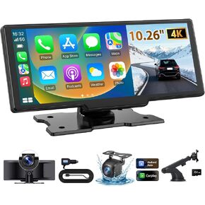 10.26" Wireless CarPlay Screen for Car with ADAS, 4K Dash &1080P Backup Cam in Saudi Arabia