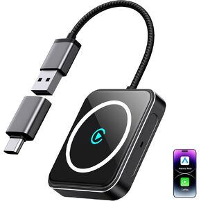 Wireless CarPlay and Android Auto Adapter, USB-A/C, 2-in-1 Compact Auto Kit in Kuwait