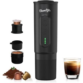 H02PRO Travel Coffee Maker, Portable Espresso Machine for Camping, 20 Bar Mini Coffee Maker Compatible with NS Capsule & Ground Coffee, Battery Operated Self-heating Car Coffee Machines for Travel in Kuwait