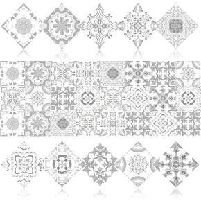 24 PCS Bohemian Floral PVC Peel and Stick Tile Stickers in Kuwait