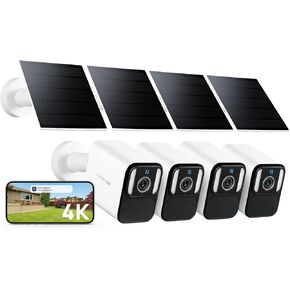 Anona 4K Solar Security Cameras Wireless Outdoor, Forever Power with Solar Panel, 8MP Color Night Vision, 24/7 AOV Recording, No Monthly Fees, AI Detection, Easy Setup, 2.4 G WiFi, IP67, 4 Pack in Kuwait