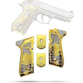 Riot Balls New for Beretta 92 96 Grips Beretta 92F, 92FS, M9, 96 Metal Grips Gold 2 X Plated Beretta Magazine Plates and Screws in Kuwait
