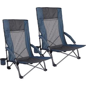 REDCAMP High Back Low Beach Chair for Adults, Navy in Kuwait