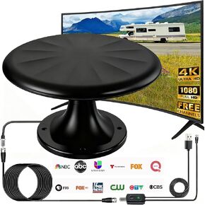 RV TV Antenna Roof Mounted for Camper,Omni Directional Receive，Black in Kuwait