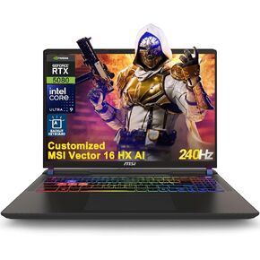 iCarp Customized Laptop Made with MSI Vector 16 HX AI Gaming Laptop 16" QHD+ 240Hz Intel 24-core Ultra 9 275HX (>i9-14900HX) 32GB/64GGB RAM 1TB/2TB/4TB SSD GeForce RTX 5080 1334 TOPS RGB Backlit Win11 in Kuwait