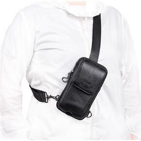 Small Crossbody Bag for Men Women - Genuine Leather Mini Sling Bag with Charging Port in Kuwait