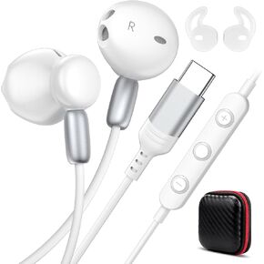 Jelanry USB C Headphones with Microphone Type-C Wired Magnetic Earbud White in Kuwait