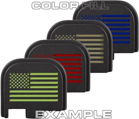 NDZ Performance Slide Cover Back Plate for Glock 43 43X 48, Black Anodized Aluminum with Color Filled Laser Engraved Images, Made in USA – Choose Image & Color Fill in Kuwait