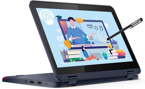 Lenovo 100w 2-in-1 Laptop (11.6", Intel Pentium N6000, 8GB RAM, 512GB SSD) Ruggedized & Water Resistant for Student & School, Webcam, Wi-Fi, IST Pen, Win 11 Home, Blue in Kuwait