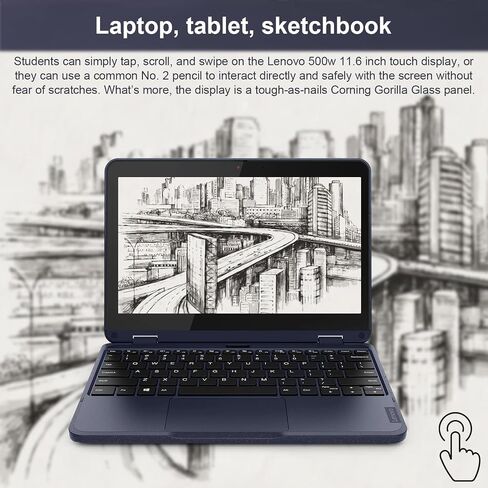 Lenovo 100w 2-in-1 Laptop (11.6", Intel Pentium N6000, 8GB RAM, 512GB SSD) Ruggedized & Water Resistant for Student & School, Webcam, Wi-Fi, IST Pen, Win 11 Home, Blue in Kuwait