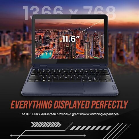 Lenovo 100w 2-in-1 Laptop (11.6", Intel Pentium N6000, 8GB RAM, 512GB SSD) Ruggedized & Water Resistant for Student & School, Webcam, Wi-Fi, IST Pen, Win 11 Home, Blue in Kuwait