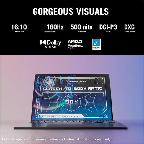 Asus ROG Flow Z13 2-in-1 Gaming Laptop, AMD Ryzen AI MAX 390, 32 GB LPDDR5x RAM, 2 TB PCIe SSD, 13.4'' 2.5K (2560x1600) 180Hz Touchscreen, AMD Radeon Graphics, 1-Zone RGB Keyboard, W11 Home, Off Black in Kuwait