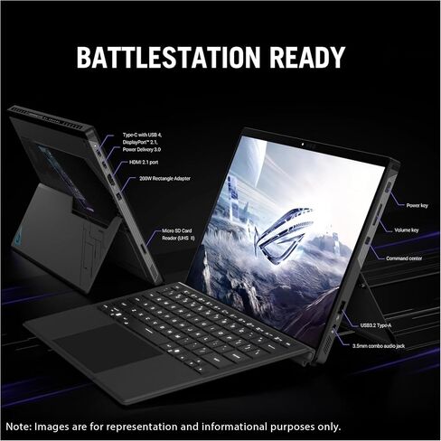 Asus ROG Flow Z13 2-in-1 Gaming Laptop, AMD Ryzen AI MAX 390, 32 GB LPDDR5x RAM, 2 TB PCIe SSD, 13.4'' 2.5K (2560x1600) 180Hz Touchscreen, AMD Radeon Graphics, 1-Zone RGB Keyboard, W11 Home, Off Black in Kuwait