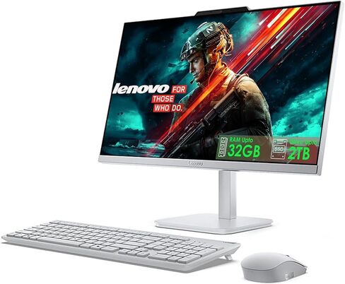 Lenovo 24'' All in One Desktop with Office 365 for The Web, Intel Ultra-Fast 4-Core, Full HD Display, 16GB RAM, 1TB Storage(512GB SSD & 512GB External Drive), Wi-Fi 6, Win 11, Wireless KB & Mouse in Kuwait