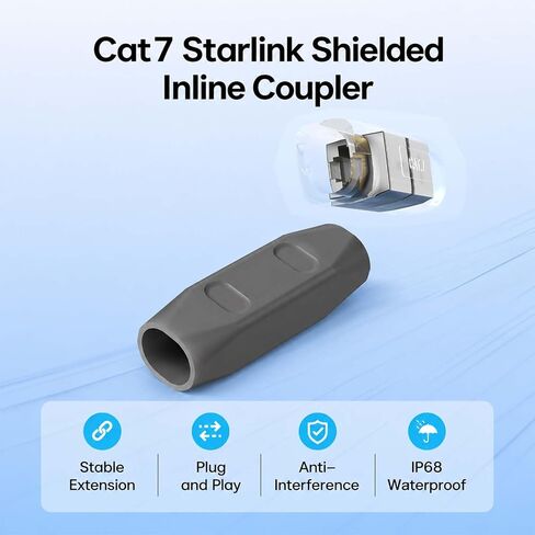 Starlink Cable Coupler for Starlink Gen 3,IP68 Waterproof Connector,Extension to RJ45 Cable Compatible for Starlink Ethernet Adapter Gen 3/Mini Dish and Router,Supports Cat7-2PCS in Kuwait