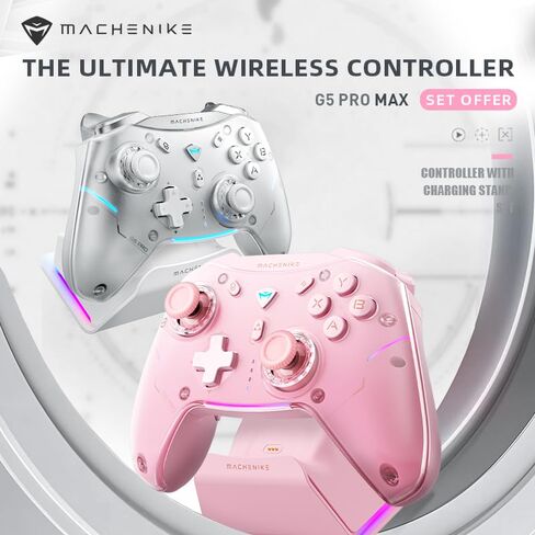 Machenike G5Pro Max 1000HZ Wireless Gaming Controller for NS/PC/iOS/Android with Charging Dock,PC Controller With Hot-Swappable Joystick,Optical Triggers,Optical Micro Switches,RGB Backlight in Kuwait