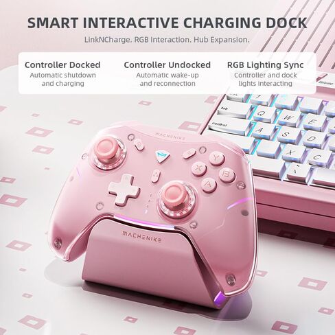Machenike G5Pro Max 1000HZ Wireless Gaming Controller for NS/PC/iOS/Android with Charging Dock,PC Controller With Hot-Swappable Joystick,Optical Triggers,Optical Micro Switches,RGB Backlight in Kuwait