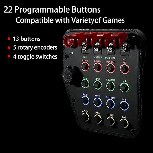 Multi-function 22 Programmable Buttons USB Simulation Racing Center Control For Logitech G27/G29/G920/G923 RS50/G Pro Steering Wheel; PC Button Box For PXN V99/ V10 Pro/V12 LITE/VD4 VD6 VD10 Truck ETS2 Hub in Kuwait