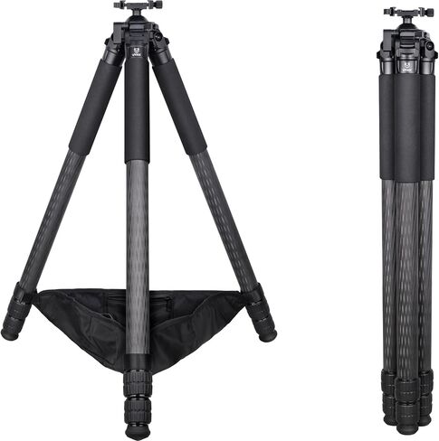 MK403 71.6'' Carbon Fiber Tripod for Hunting with Arca Swiss Quick-Release Mount, 360° Rotating 52mm Ball Head Adpter for Photography, Hunting and Outdoor, 40mm/1.57" Tube, Load 40kg/88lbs in Kuwait