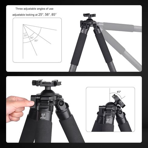 MK403 71.6'' Carbon Fiber Tripod for Hunting with Arca Swiss Quick-Release Mount, 360° Rotating 52mm Ball Head Adpter for Photography, Hunting and Outdoor, 40mm/1.57" Tube, Load 40kg/88lbs in Kuwait