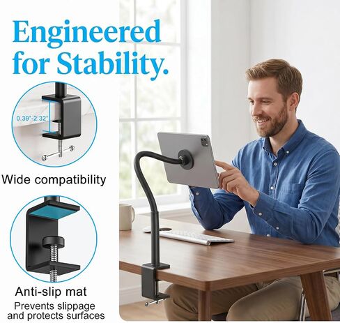 Magnetic Tablet Mount for Desk, Gooseneck Tablet Arm iPad Desk Holder, Flexible Magnet iPad Arm Mount for Magsafe, iPad Pro/Air/Mini, Galaxy Tabs, All 4.7"-13.5" Tablets and Phones in Kuwait