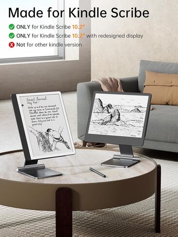 LULULOOK Magnetic Stand for Kindle Scribe 10.2''(2024/2022) Only, Aluminum Alloy Foldable Kindle Scribe Stand, Portable Travel-Friendly 360° Rotating Holder for Desk Reading Drawing in Kuwait