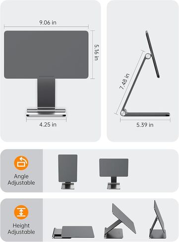 LULULOOK Magnetic Stand for Kindle Scribe 10.2''(2024/2022) Only, Aluminum Alloy Foldable Kindle Scribe Stand, Portable Travel-Friendly 360° Rotating Holder for Desk Reading Drawing in Kuwait