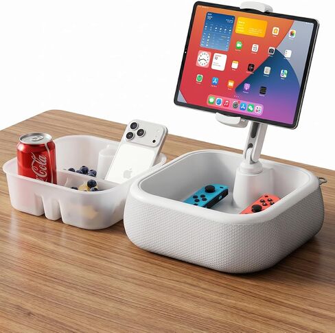 Viozon Kindle Stand Holder, Tablet Phone Holder, 2-in-1 EPP Foam Floating Bathtub Caddy with Detachable Snack Bowl, 360° Mount for Bed/Sofa, Compatible with iPad iPhone Kindle 4.7-13" Devices in Kuwait