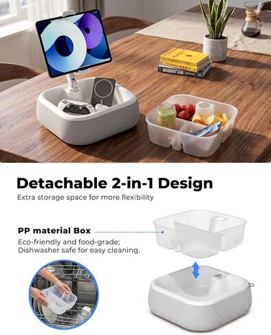 Viozon Kindle Stand Holder, Tablet Phone Holder, 2-in-1 EPP Foam Floating Bathtub Caddy with Detachable Snack Bowl, 360° Mount for Bed/Sofa, Compatible with iPad iPhone Kindle 4.7-13" Devices in Kuwait