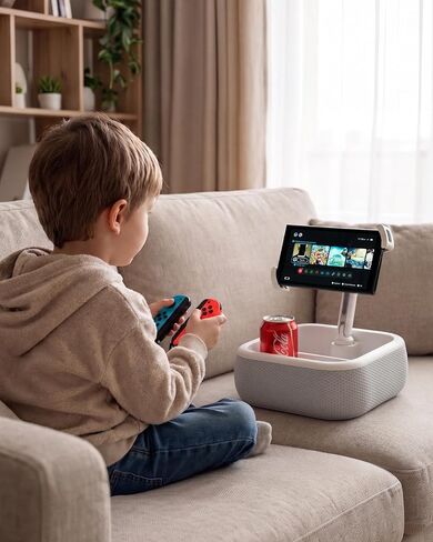 Viozon Kindle Stand Holder, Tablet Phone Holder, 2-in-1 EPP Foam Floating Bathtub Caddy with Detachable Snack Bowl, 360° Mount for Bed/Sofa, Compatible with iPad iPhone Kindle 4.7-13" Devices in Kuwait