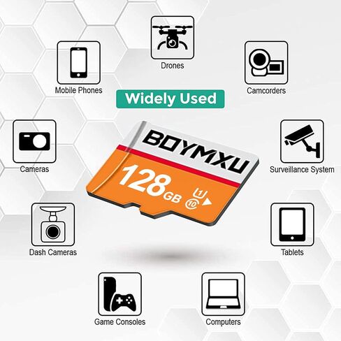 128GB BOYMXU TF Card with Adapter,High Speed Memory Card Class 10 TF Card Memory Card for Phone Camera Computer-Orange in Kuwait
