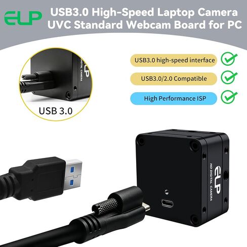ELP 5mp 60fps Global Shutter USB3.0 Camera Wide Angle 120degree Webcam for Computer Mini UVC USB3.0/2.0 PC Camera for Laptop High Speed Lightburn Cameras for Windows, Linux, Mac, Pi, Jetson Nano in Kuwait