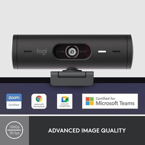 Logitech Brio 501 Full HD Webcam with Auto Light Correction,Show Mode, Dual Noise Reduction Mics, Privacy Cover, Works with Microsoft Teams, Google Meet, Zoom, USB-C Cable - Black in Kuwait