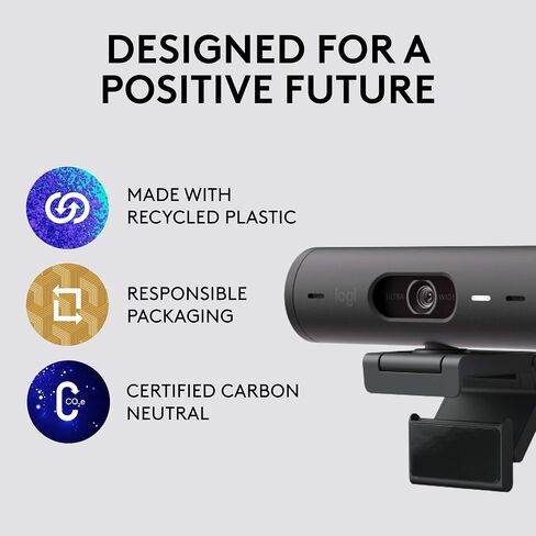 Logitech Brio 501 Full HD Webcam with Auto Light Correction,Show Mode, Dual Noise Reduction Mics, Privacy Cover, Works with Microsoft Teams, Google Meet, Zoom, USB-C Cable - Black in Kuwait