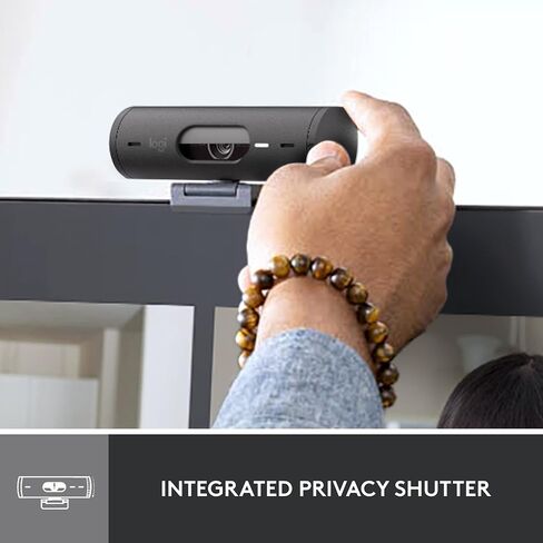 Logitech Brio 501 Full HD Webcam with Auto Light Correction,Show Mode, Dual Noise Reduction Mics, Privacy Cover, Works with Microsoft Teams, Google Meet, Zoom, USB-C Cable - Black in Kuwait