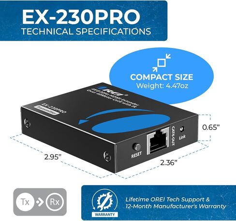 OREI HDMI Over LAN 230ft Extender - 4K@30Hz, One-Way IR, HDCP 1.4, HDR in Kuwait