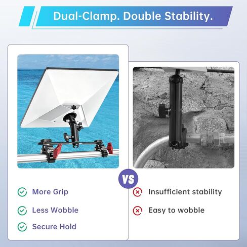 Starlink Mini Mount, Dual-Clamp Pole Mount Kit, Aluminum Alloy Mounting Bracket for RV Ladder, Roof Rack, Pole and Outdoor Setup, 1/4"-20 Thread for Camping, Van and Boat in Kuwait