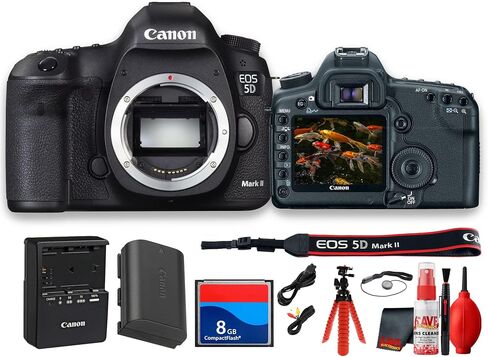 Canon EOS 5D Mark II Digital Camera Body Only, 21.1MP Full Frame Sensor, 3.0 Inch LCD, HD Video, Burst Shooting (2764B003) + 8GB Compact Flash + More in Kuwait