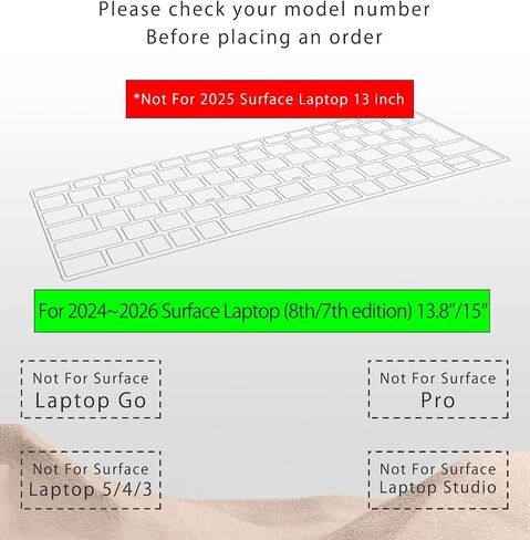 Keyboard Cover for 2024-2026 Surface Laptop 13.8"/15", Clear TPU US Layout in Kuwait