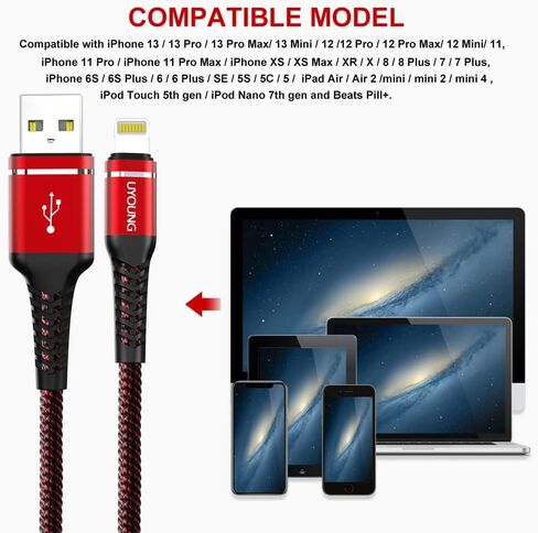 USB to Lightning Cable [Apple MFi Certified] iPhone Charger Cord 10FT 3Pack in Kuwait