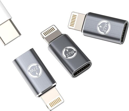 27W USB C Female to Lightning Male Adapter Pack of 3 for iPhone 14 13 Fast Charging Cable Jack Charging Connector for ipad Type C File Transfer Photo Phone Tablet Device in Kuwait