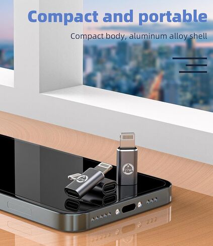 27W USB C Female to Lightning Male Adapter Pack of 3 for iPhone 14 13 Fast Charging Cable Jack Charging Connector for ipad Type C File Transfer Photo Phone Tablet Device in Kuwait