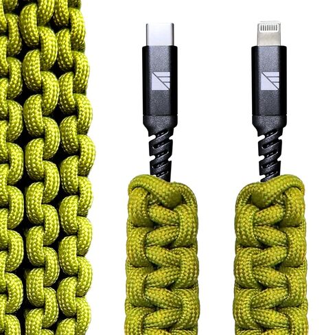 Darrk Energy Lightning to C Paracord Cable & USB C to C Paracord Cable (18W, Green) in Kuwait
