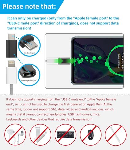 Lightning Female to USB C Male Dongle Adapter (4pack) Type Charger Cord Connector Charging Cable Compatible for Samsung Galaxy Note 10 S9 S10 S20 S21 FE S22 S23 Ultra Z Flip for iPad Pro Air 4 in Kuwait