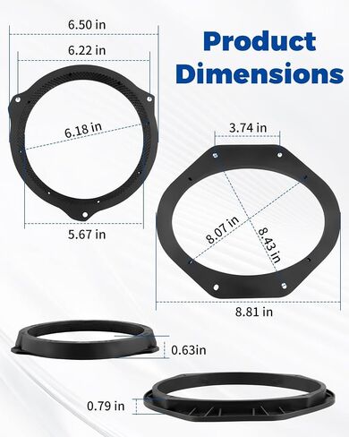 6x9 Front Door Speaker Adapter Mount Bracket & 6.5" Rear Speaker Spacer Wire Harness Kit Fit for Ford F150 2015-2024 F250 F350 F450 F550 2017-2024 in Kuwait